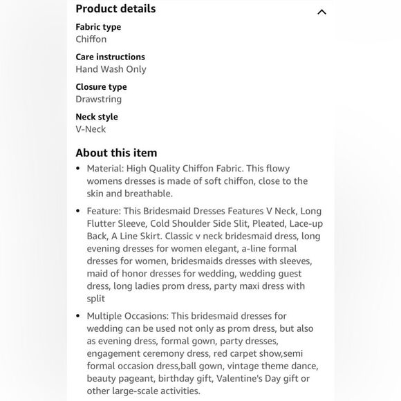 NWT Long Formal Chiffon Gown Dress w SLIT Flutter Sleeves V Neck Cold shoulder - Picture 4 of 7